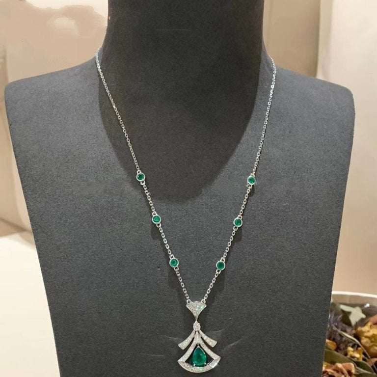 [BloomBling]DREAM NECKLACE MALACHITE DIAMOND SILVER