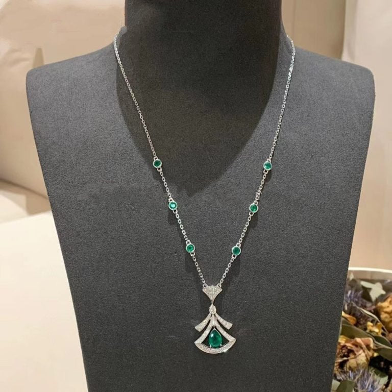 [BloomBling]DREAM NECKLACE MALACHITE DIAMOND SILVER