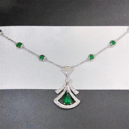 [BloomBling]DREAM NECKLACE MALACHITE DIAMOND SILVER
