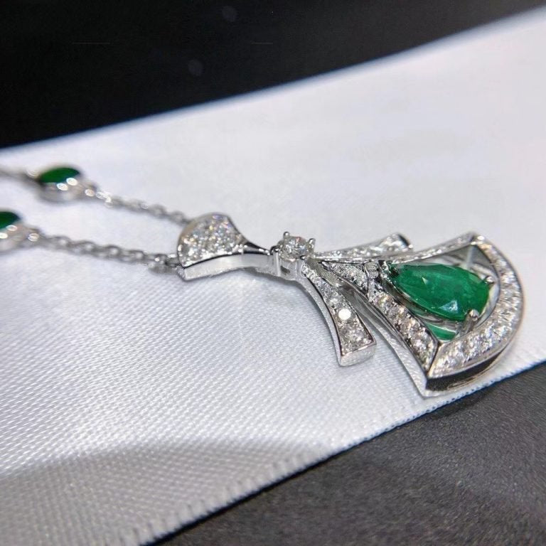 [BloomBling]DREAM NECKLACE MALACHITE DIAMOND SILVER