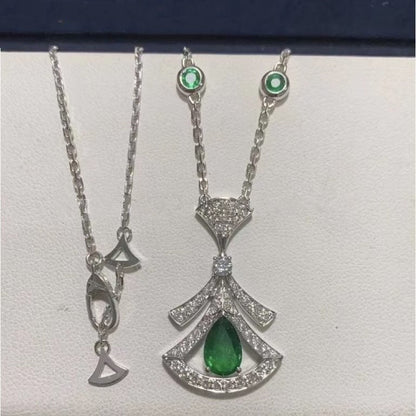 [BloomBling]DREAM NECKLACE MALACHITE DIAMOND SILVER
