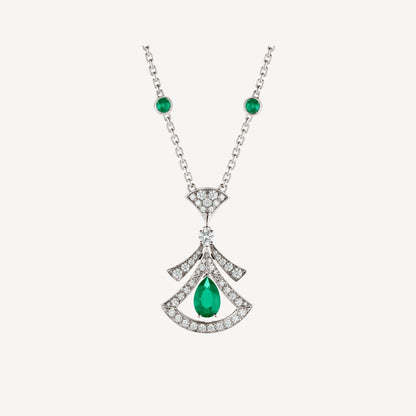[BloomBling]DREAM NECKLACE MALACHITE DIAMOND SILVER
