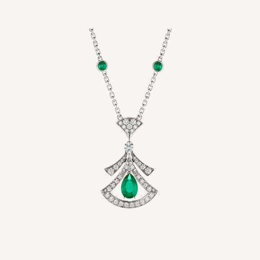 [BloomBling]DREAM NECKLACE MALACHITE DIAMOND SILVER