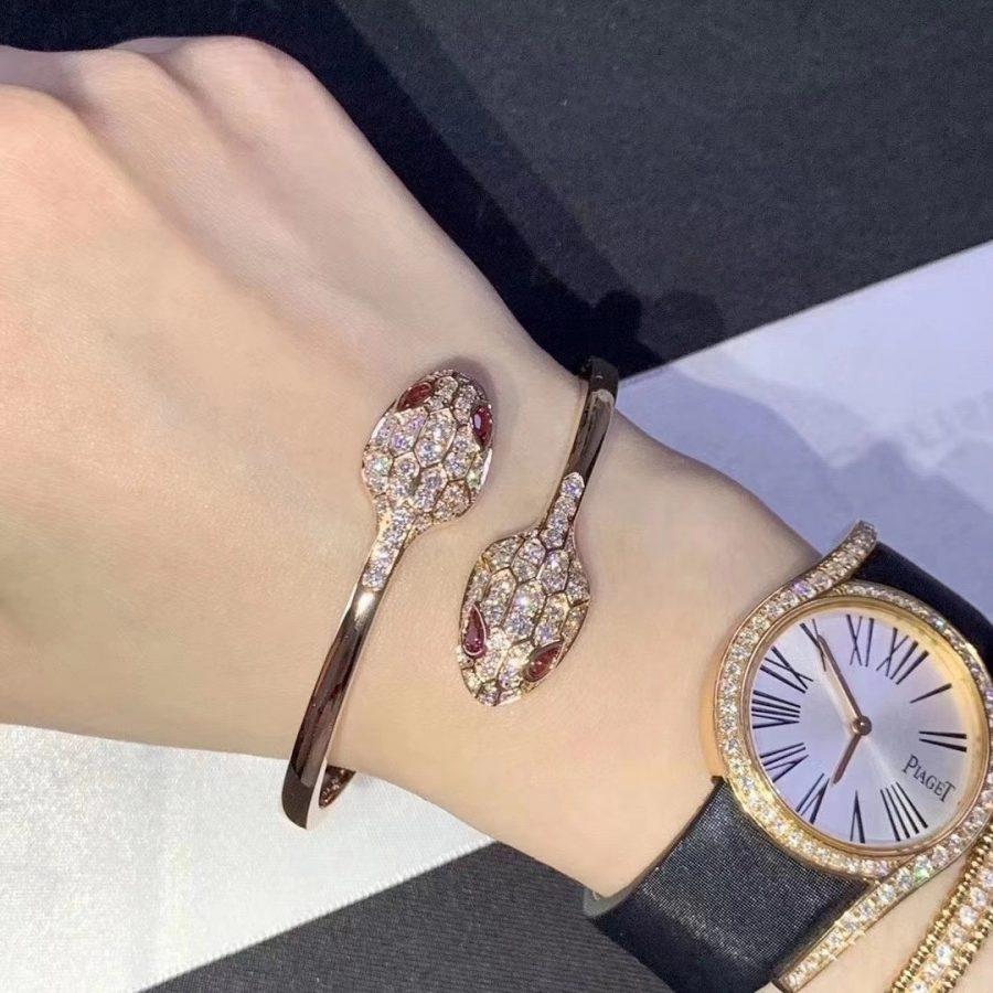 [BloomBling]SERPENTI BRACELET PINK GOLD DIAMOND DOUBLE SNAKE