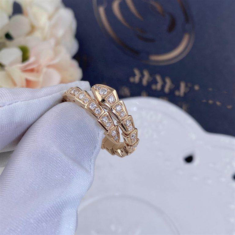 [BloomBling]SERPENTI RING PINK GOLD DIAMOND PAVED 4MM