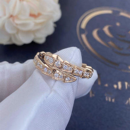 [BloomBling]SERPENTI RING PINK GOLD DIAMOND PAVED 4MM