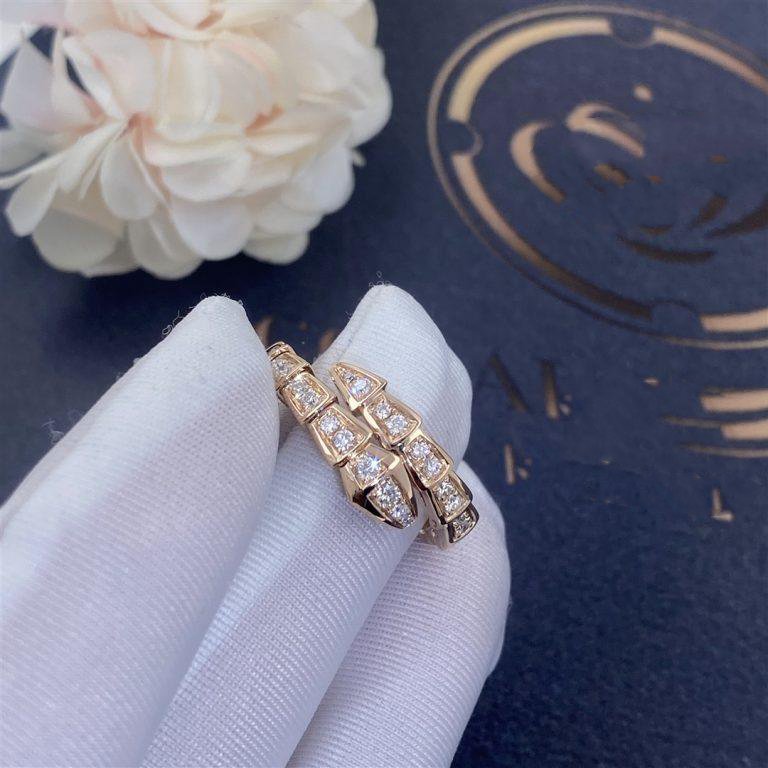 [BloomBling]SERPENTI RING PINK GOLD DIAMOND PAVED 4MM