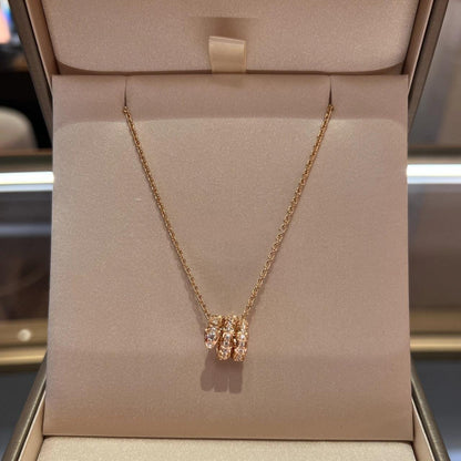 [BloomBling]SERPENTI PINK GOLD NECKLACE DOUBLE RING DIAMOND