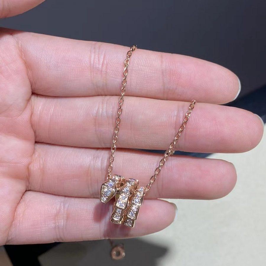 [BloomBling]SERPENTI PINK GOLD NECKLACE DOUBLE RING DIAMOND