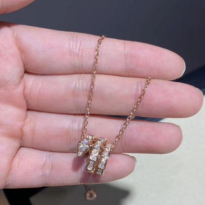 [BloomBling]SERPENTI PINK GOLD NECKLACE DOUBLE RING DIAMOND
