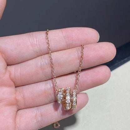 [BloomBling]SERPENTI PINK GOLD NECKLACE DOUBLE RING DIAMOND