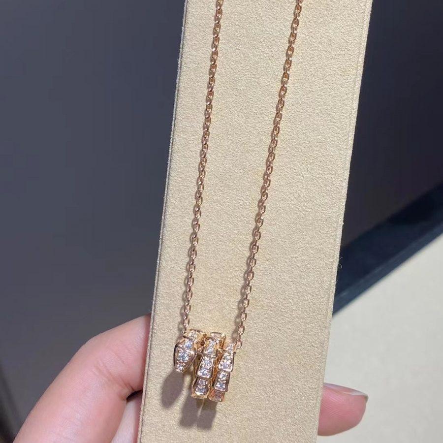 [BloomBling]SERPENTI PINK GOLD NECKLACE DOUBLE RING DIAMOND