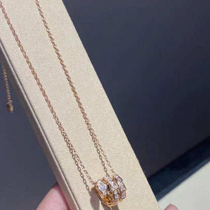 [BloomBling]SERPENTI PINK GOLD NECKLACE DOUBLE RING DIAMOND