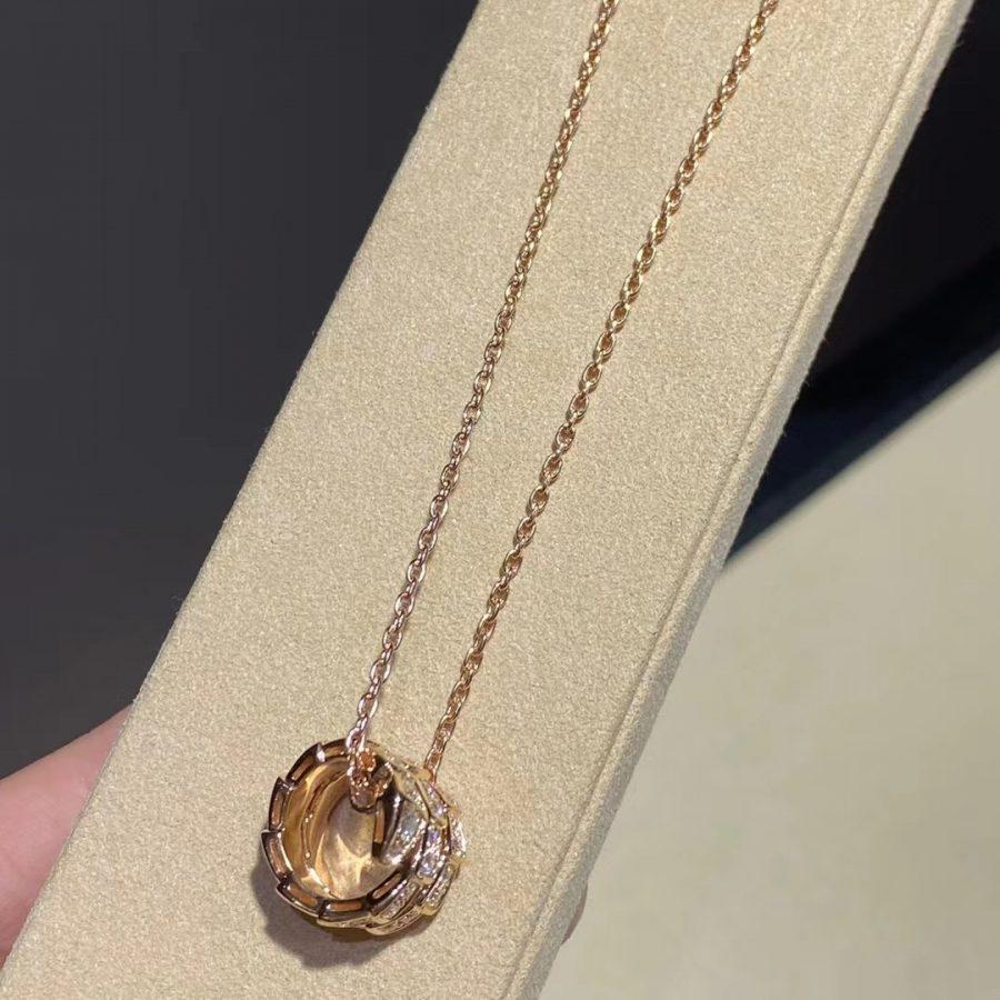 [BloomBling]SERPENTI PINK GOLD NECKLACE DOUBLE RING DIAMOND