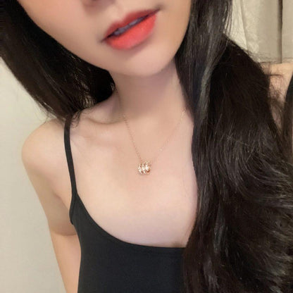 [BloomBling]SERPENTI PINK GOLD NECKLACE DOUBLE RING DIAMOND
