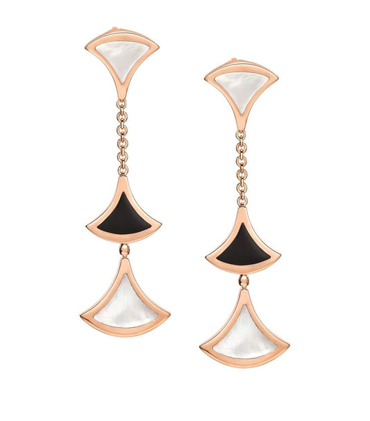 [BloomBling]DREAM EARRINGS 3 MOTIFS ONYX MOP PINK GOLD