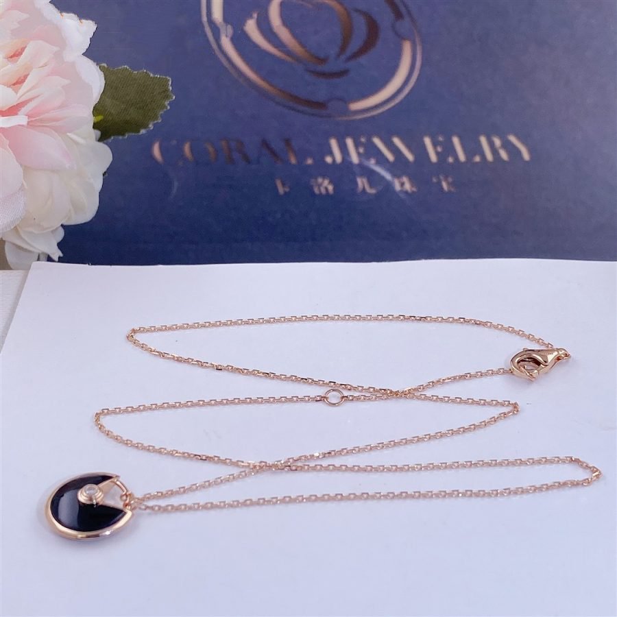 [BloomBling]AMULETTE ROSE GOLD ONYX NECKLACE