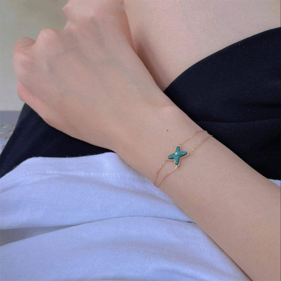 [BloomBling]JEUX BRACELET MALACHITE PINK GOLD 1 DIAMOND