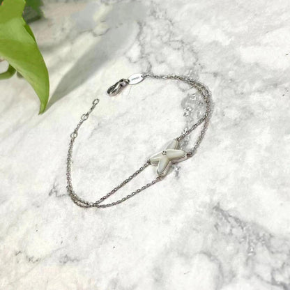 [BloomBling]JEUX BRACELET WHITE MOP SILVER 1 DIAMOND