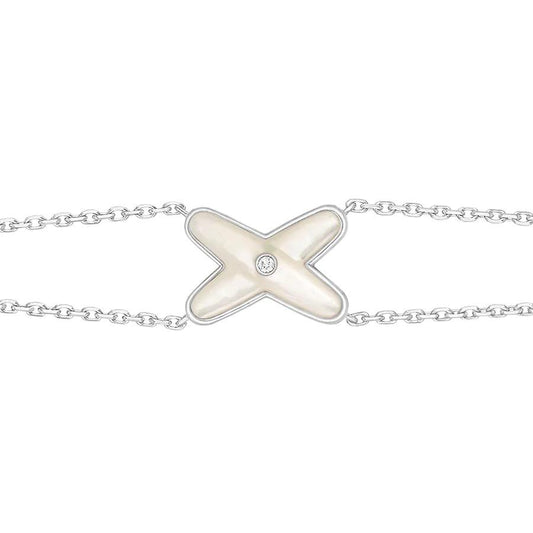 [BloomBling]JEUX BRACELET WHITE MOP SILVER 1 DIAMOND