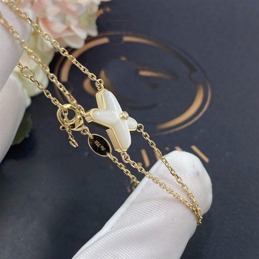 [BloomBling]JEUX BRACELET WHITE MOP GOLD 1 DIAMOND