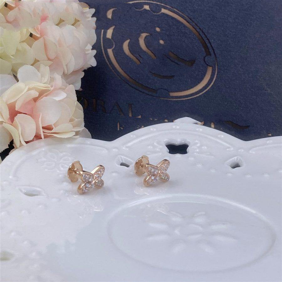 [BloomBling]JEUX DE PINK GOLD DIAMOND EARRINGS