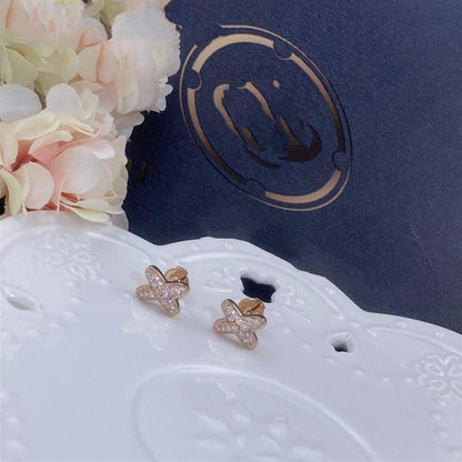 [BloomBling]JEUX DE PINK GOLD DIAMOND EARRINGS
