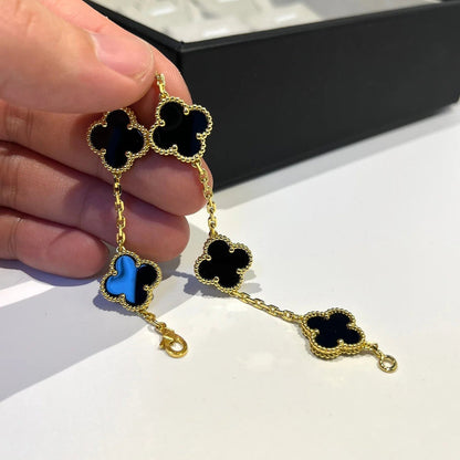 [BloomBling]CLOVER  5 MOTIFS BLACK ONYX BRACELET