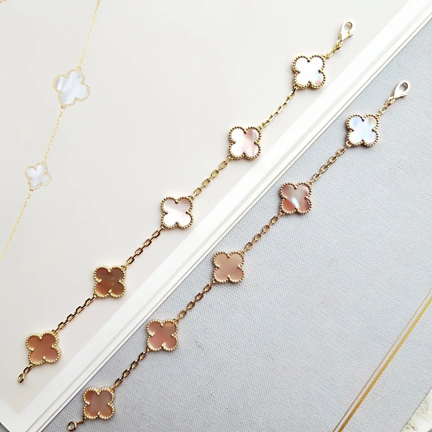 [BloomBling]CLOVER 5 PINK MOP BRACELET