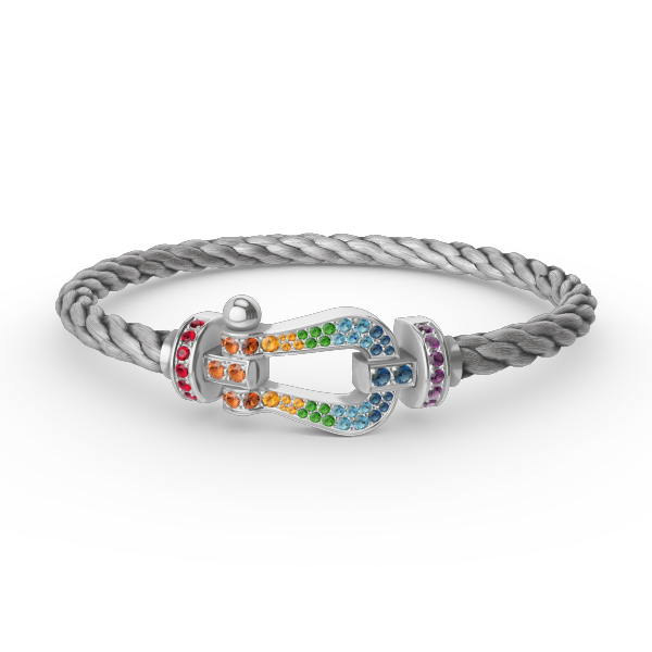 [BloomBling]FORC LARGE HORSESHOE  COLORED DIAMOND BRACELET SILVER