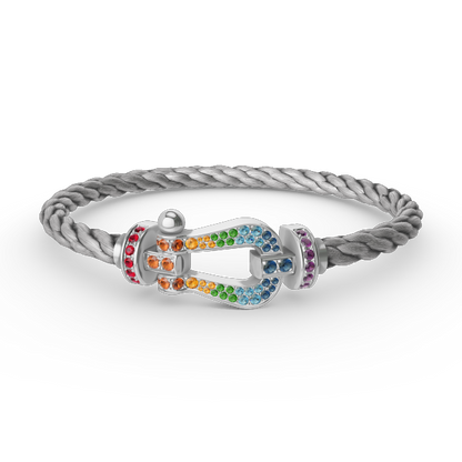 [BloomBling]FORC LARGE HORSESHOE  COLORED DIAMOND BRACELET SILVER