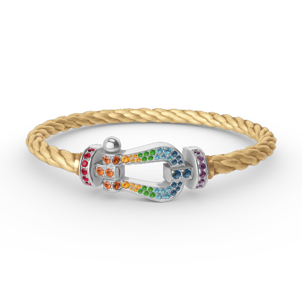 [BloomBling]FORC LARGE HORSESHOE  COLORED DIAMOND BRACELET SILVER
