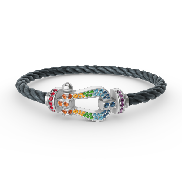 [BloomBling]FORC LARGE HORSESHOE  COLORED DIAMOND BRACELET SILVER