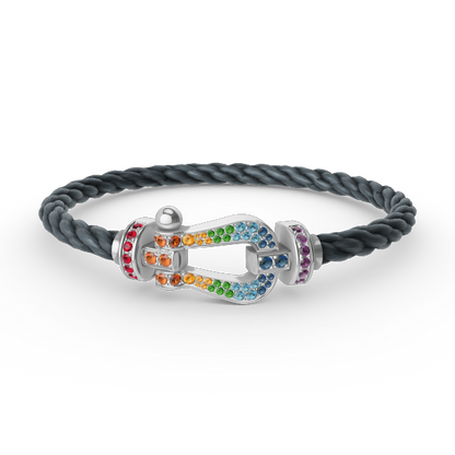 [BloomBling]FORC LARGE HORSESHOE  COLORED DIAMOND BRACELET SILVER
