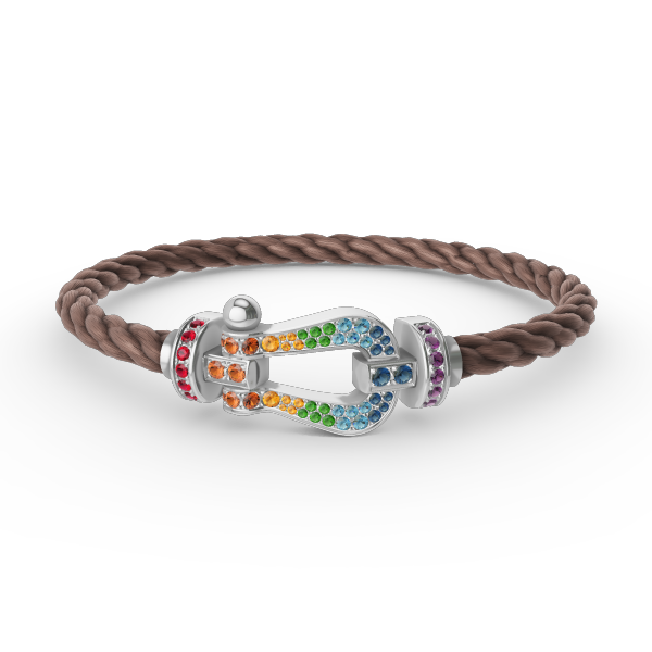 [BloomBling]FORC LARGE HORSESHOE  COLORED DIAMOND BRACELET SILVER