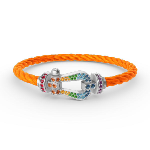 [BloomBling]FORC LARGE HORSESHOE  COLORED DIAMOND BRACELET SILVER