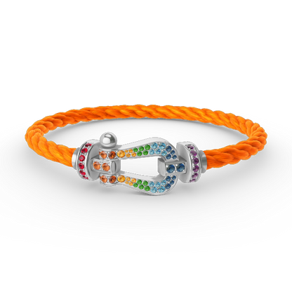 [BloomBling]FORC LARGE HORSESHOE  COLORED DIAMOND BRACELET SILVER