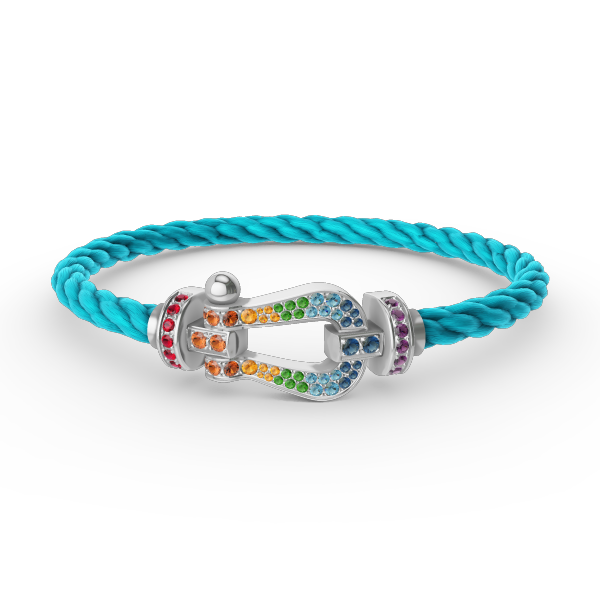[BloomBling]FORC LARGE HORSESHOE  COLORED DIAMOND BRACELET SILVER