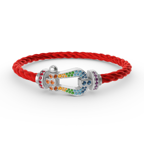 [BloomBling]FORC LARGE HORSESHOE  COLORED DIAMOND BRACELET SILVER