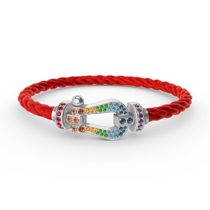[BloomBling]FORC LARGE HORSESHOE  COLORED DIAMOND BRACELET SILVER