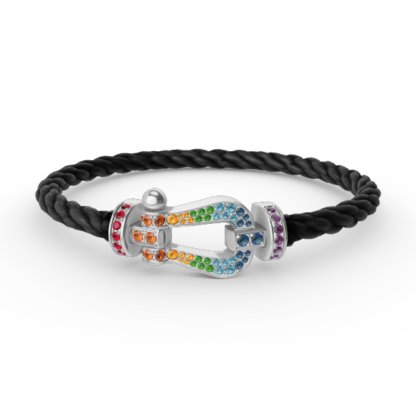 [BloomBling]FORC LARGE HORSESHOE  COLORED DIAMOND BRACELET SILVER