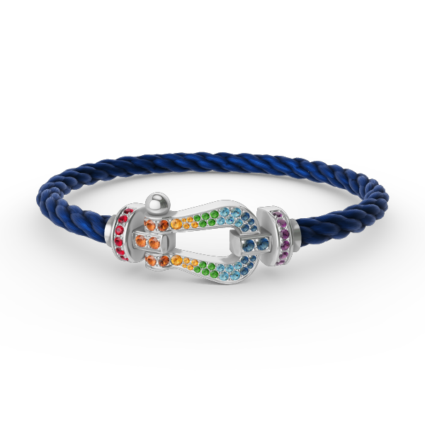 [BloomBling]FORC LARGE HORSESHOE  COLORED DIAMOND BRACELET SILVER