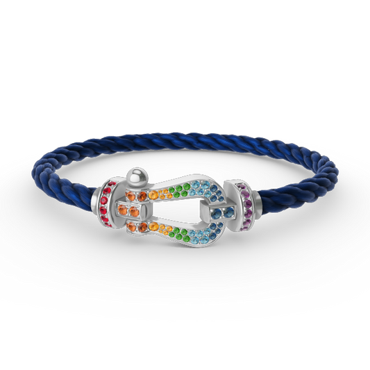 [BloomBling]FORC LARGE HORSESHOE  COLORED DIAMOND BRACELET SILVER