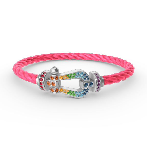 [BloomBling]FORC LARGE HORSESHOE  COLORED DIAMOND BRACELET SILVER