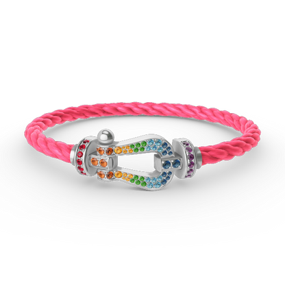 [BloomBling]FORC LARGE HORSESHOE  COLORED DIAMOND BRACELET SILVER
