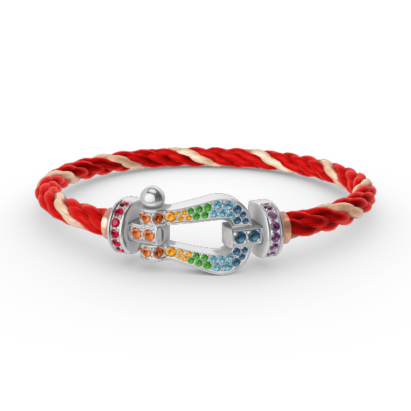[BloomBling]FORC LARGE HORSESHOE  COLORED DIAMOND BRACELET SILVER