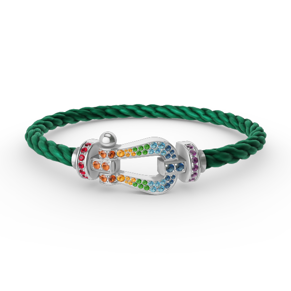 [BloomBling]FORC LARGE HORSESHOE  COLORED DIAMOND BRACELET SILVER