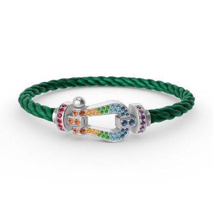 [BloomBling]FORC LARGE HORSESHOE  COLORED DIAMOND BRACELET SILVER