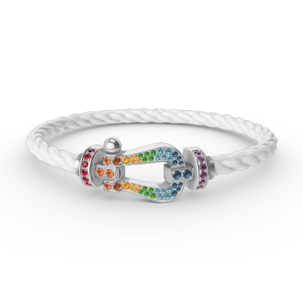 [BloomBling]FORC LARGE HORSESHOE  COLORED DIAMOND BRACELET SILVER