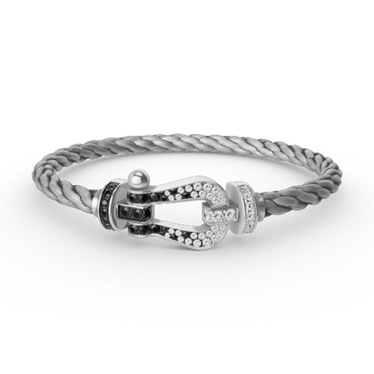 [BloomBling]FORCE LARGE HORSESHOE BLACK WHITE DIAMOND BRACELET SILVER